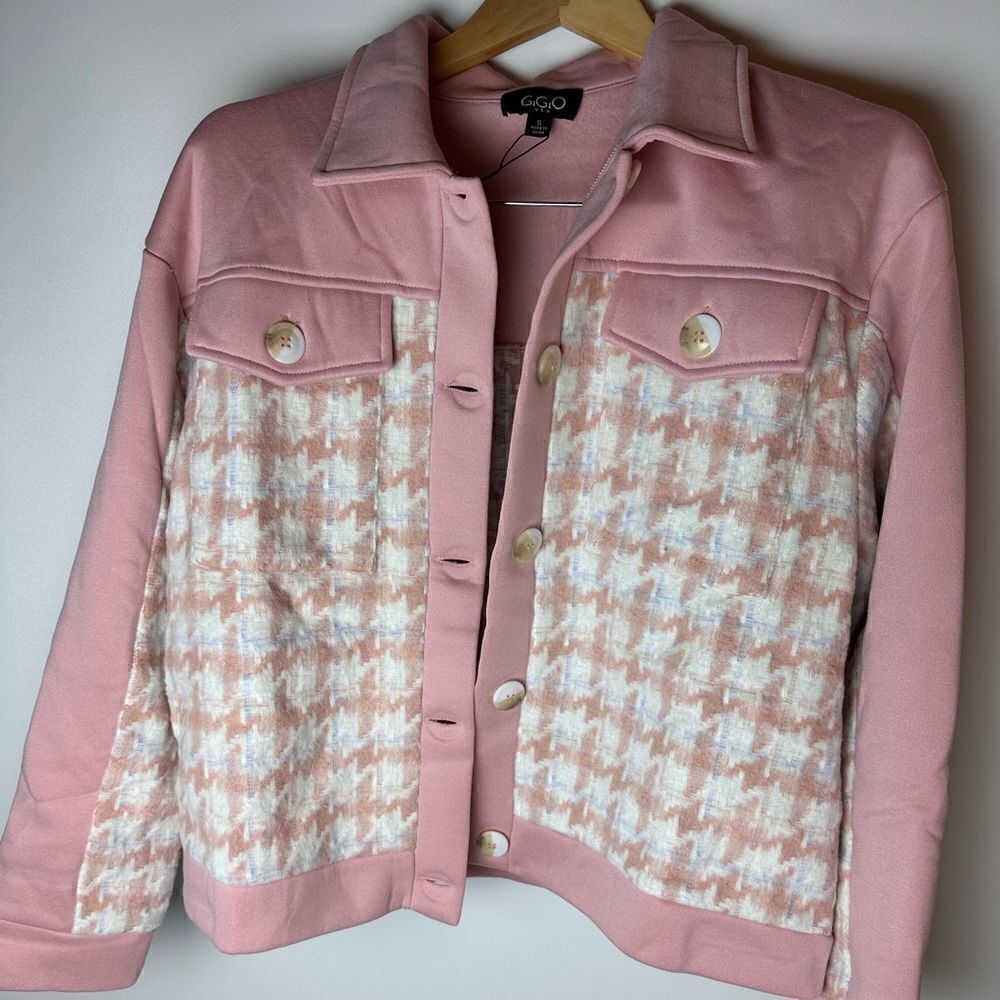 Blush pink houndstooth shacket - Picture 10 of 14